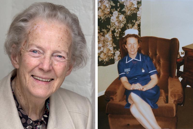 Jo Collins pictured during her retirement and in 1979