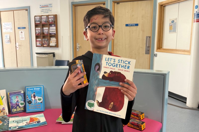 Patient with a book donation
