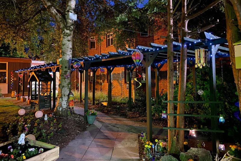 West Park Hospital garden lit up